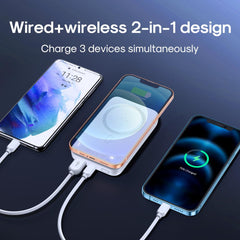 Joyroom Jr-W020 Magnetic Wired + Wireless 2-In-1 Design Wireless Power Bank 10000mah