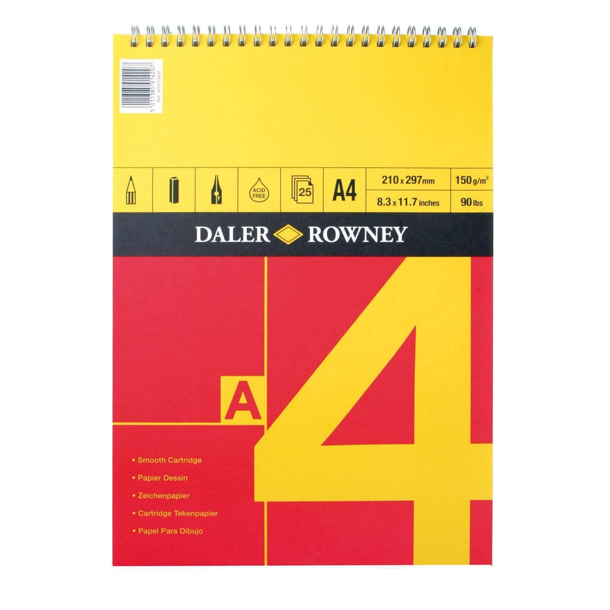 Daler Rowney Red & Yellow Spiral Pads 150Gsm-school2office.com-art supplies,best,canvas & art sheets,drawing pad,new,sketch pads