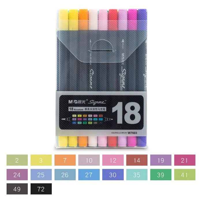 M&G Signme Aquarelle Brush Double Sides 18 Pcs