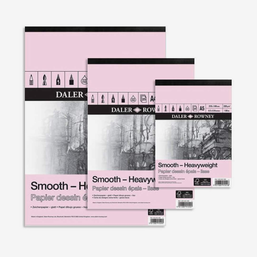 Daler-Rowney Smooth Heavyweight Pad 220gsm 25 Sheets-School2Office-1010,art supplies,canvas & art sheets,canvas & surfaces,daler rowney,drawing pad,new,watercolor pad