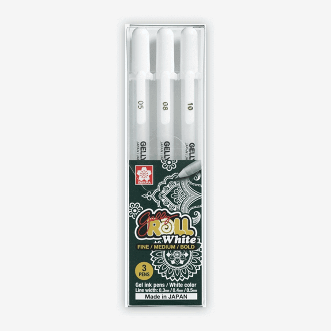 Sakura White Gelly Roll Pens Set Of 3